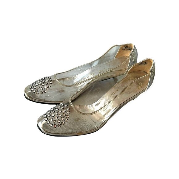 Vintage 60s Clear Plastic Vinyl Shoes by Beth and Herbert Levine with Rhinestone - Picture 7 of 16